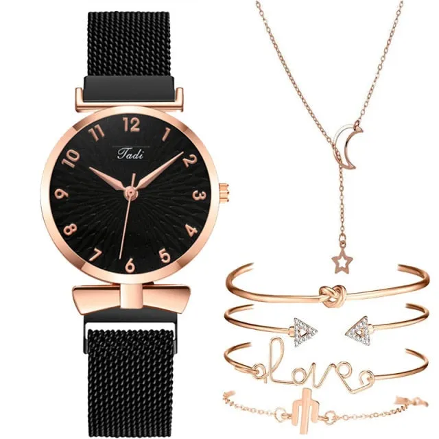 Luxury Women 6pcs Set Elegant Female Wristwatch