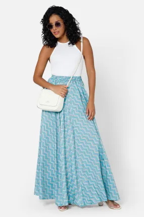 Mythri Women's Full Flare Skirt - Blue - SK05