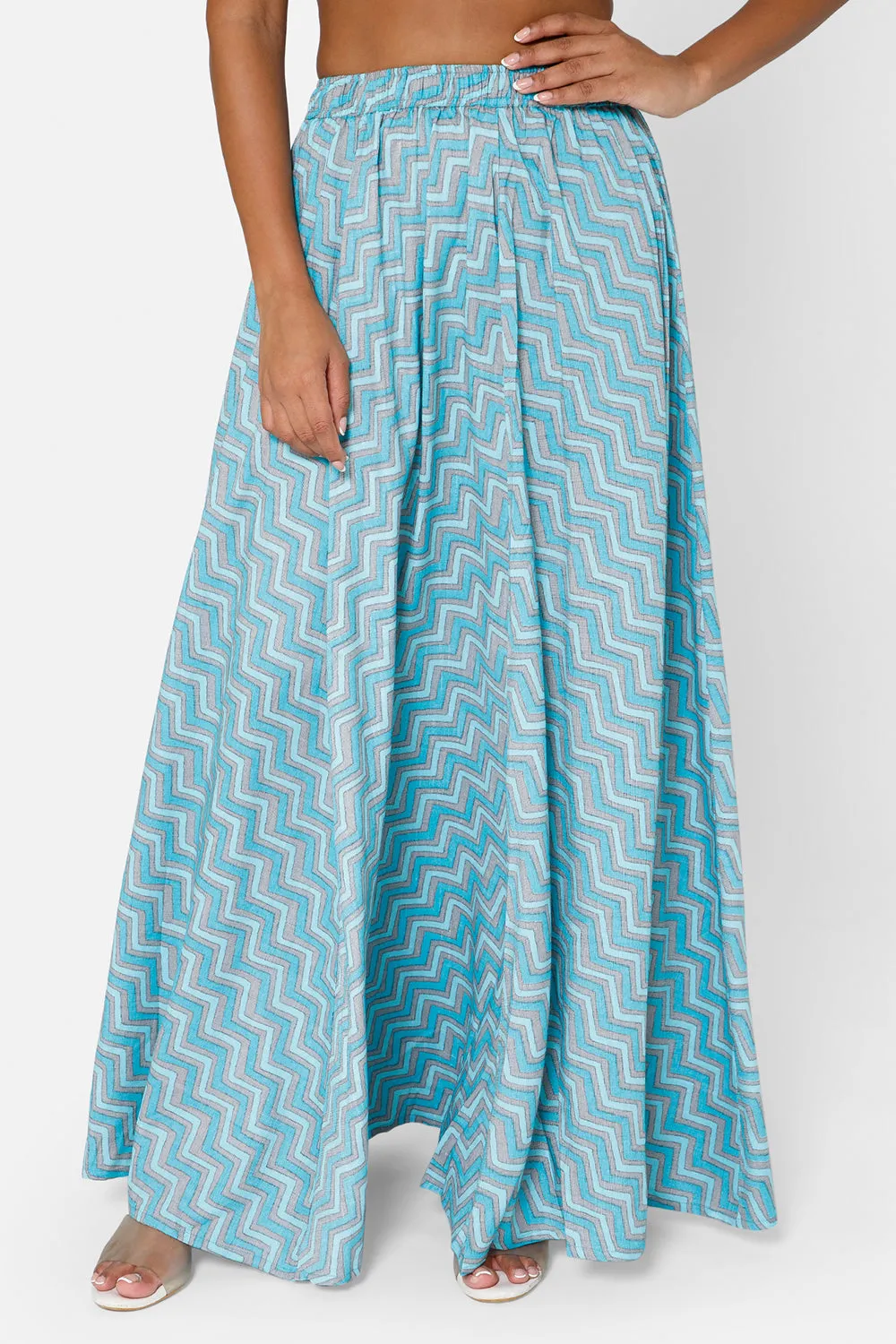 Mythri Women's Full Flare Skirt - Blue - SK05