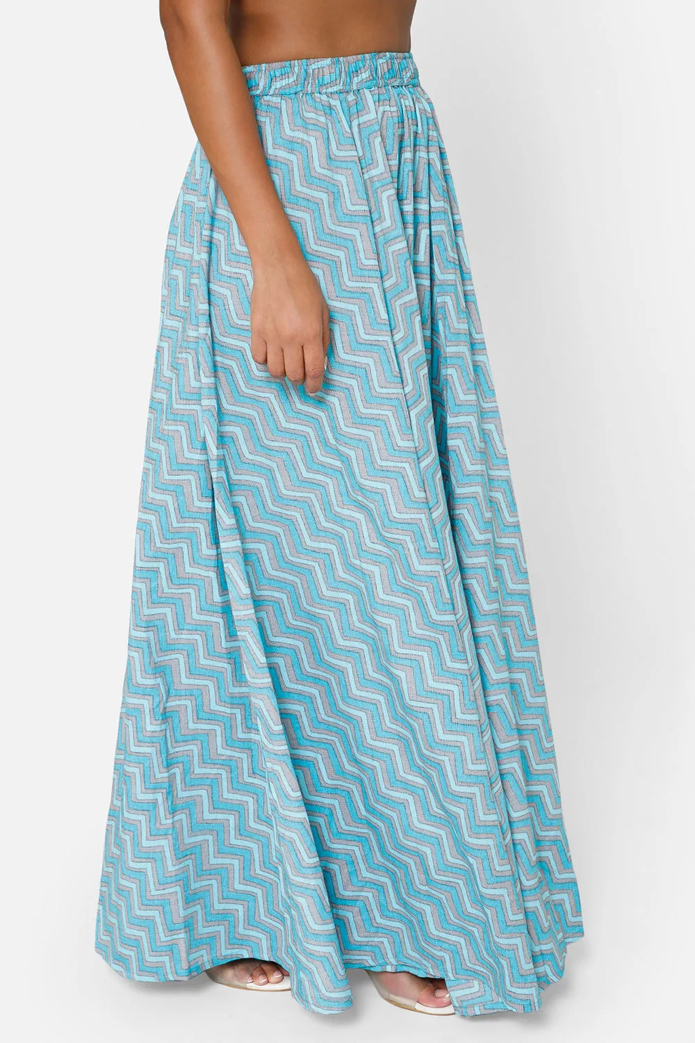 Mythri Women's Full Flare Skirt - Blue - SK05