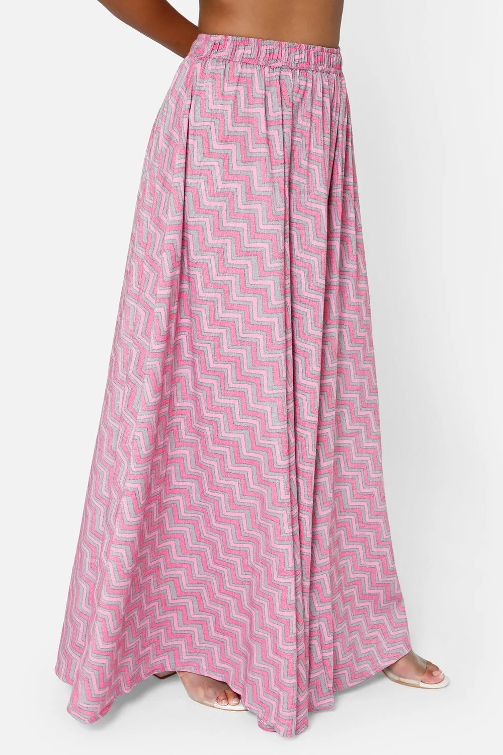 Mythri Women's Full Flare Skirt - Pink - SK05