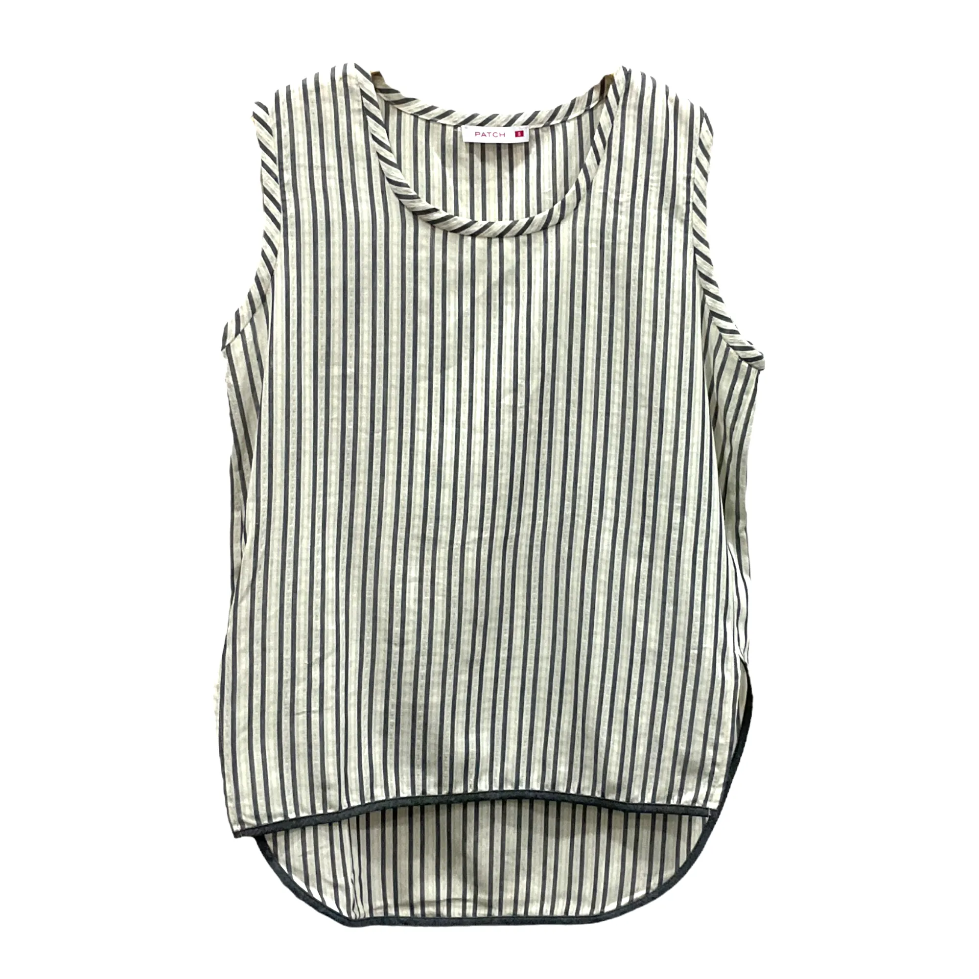 Patch Women Casual Linen Round Neck Sleeveless Blouse