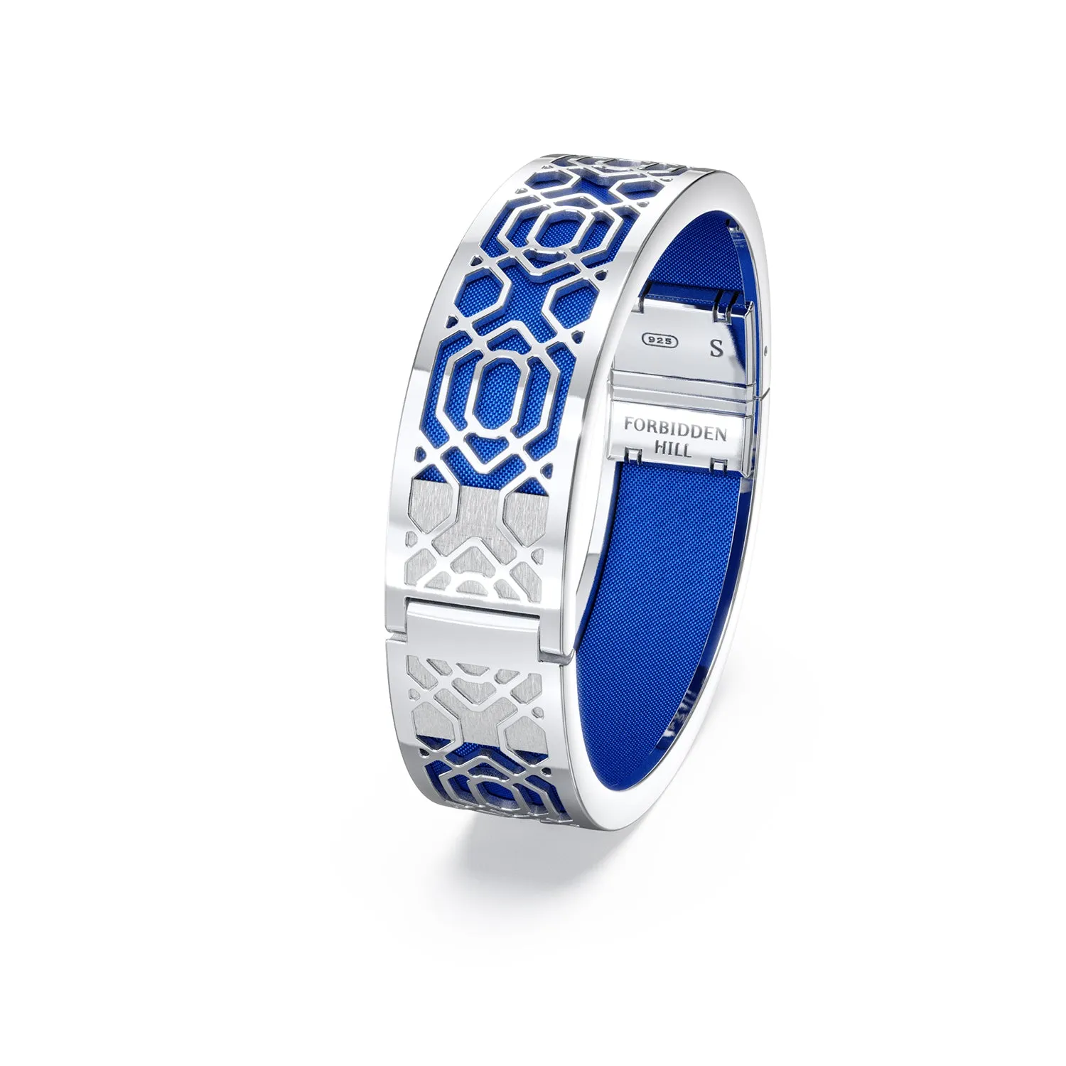 Peranakan Grace Bangle - Celestial Blue - Sterling Silver