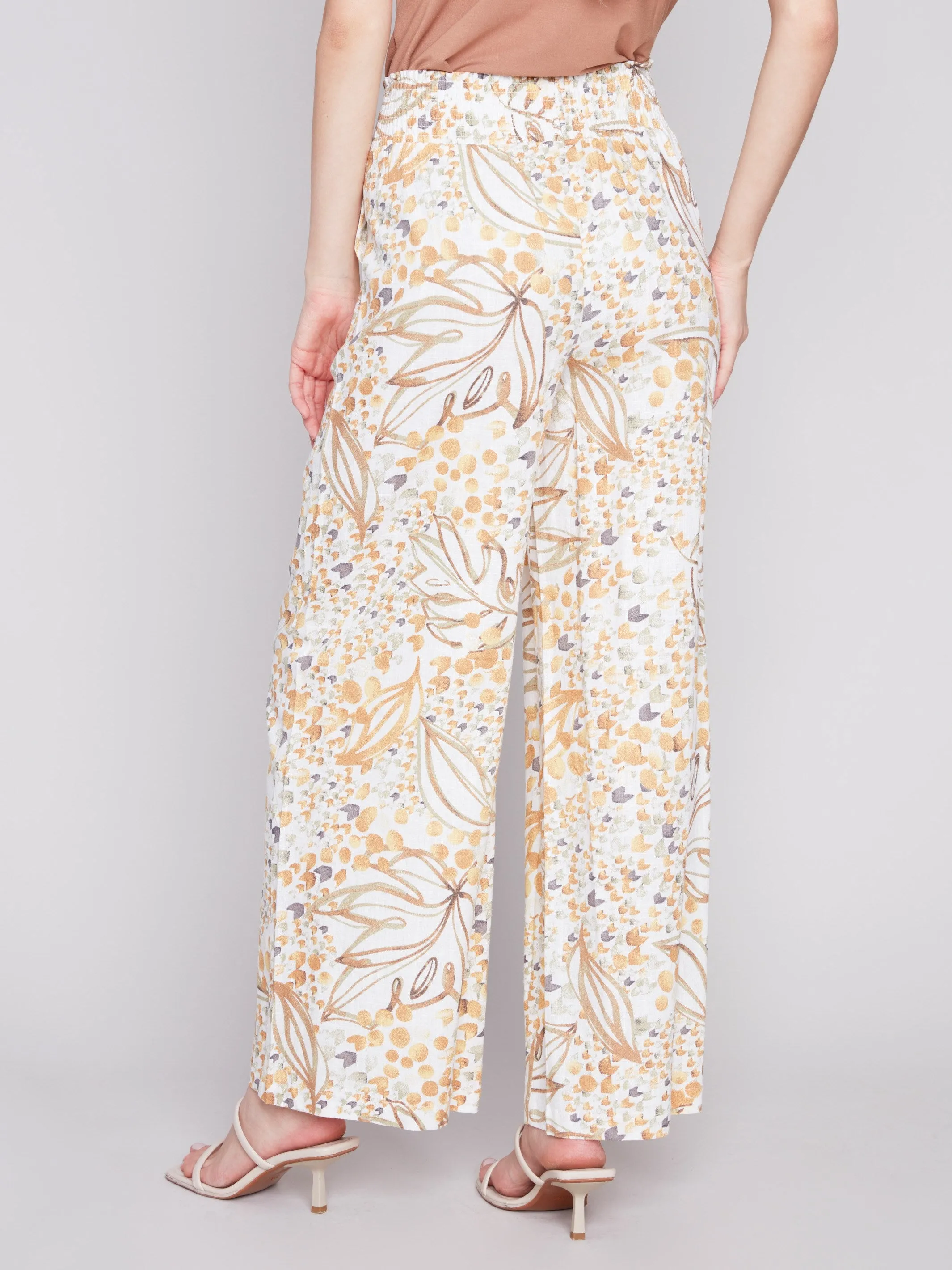 Printed Elastic Waist Pull-On Pants - Dune