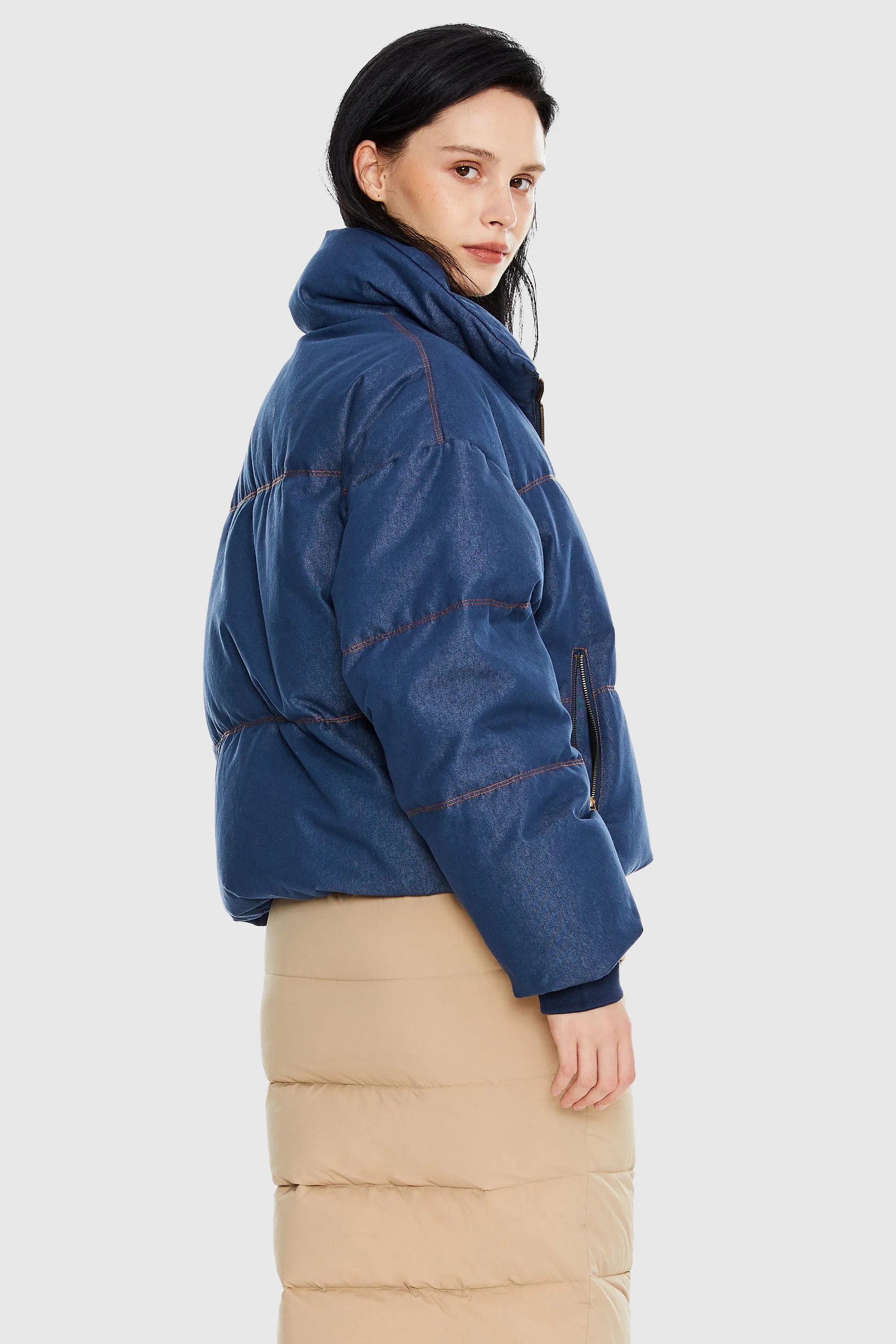 Puff-O O-Lab Cropped Denim Puffer Jacket