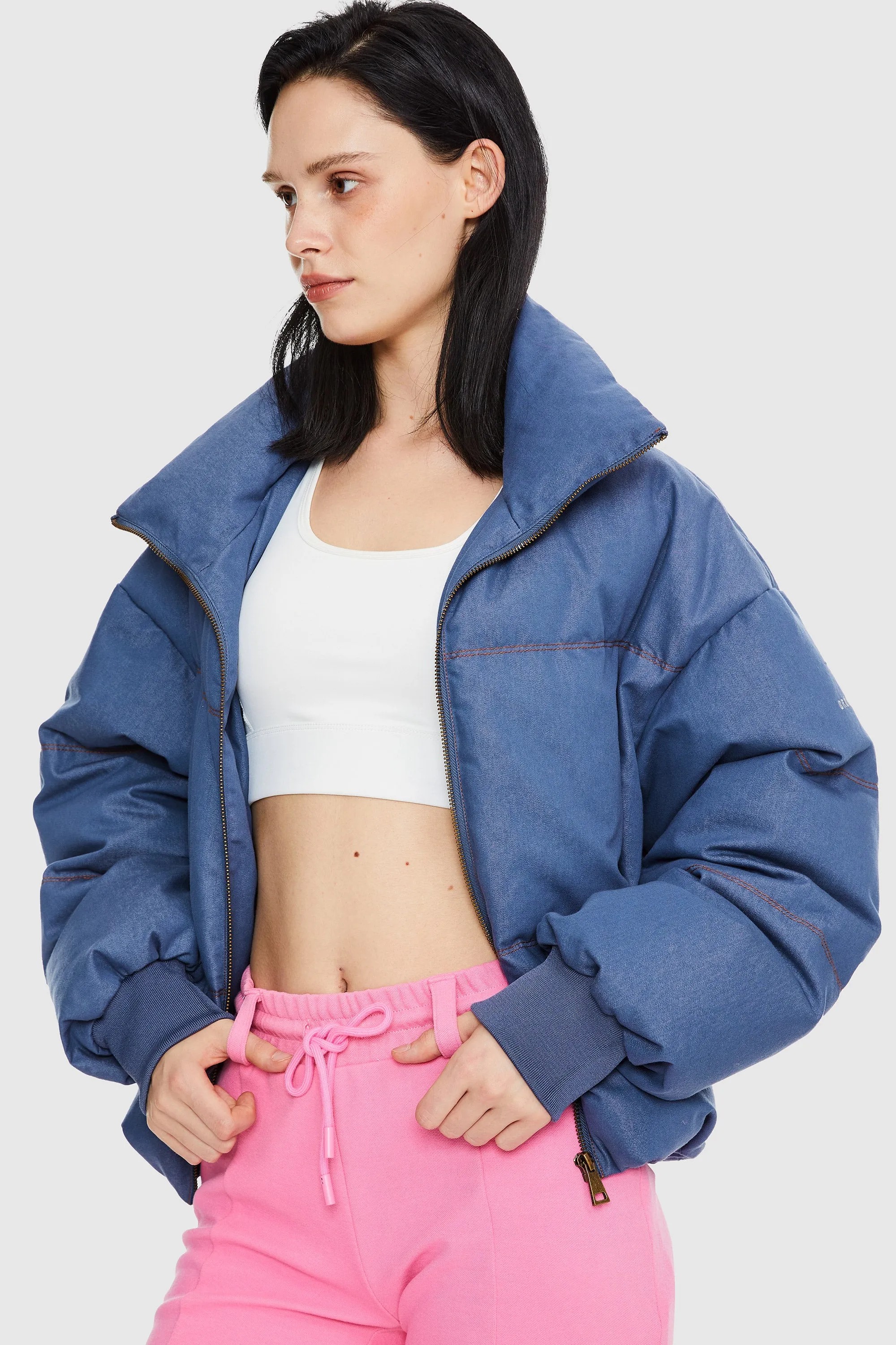 Puff-O O-Lab Cropped Denim Puffer Jacket