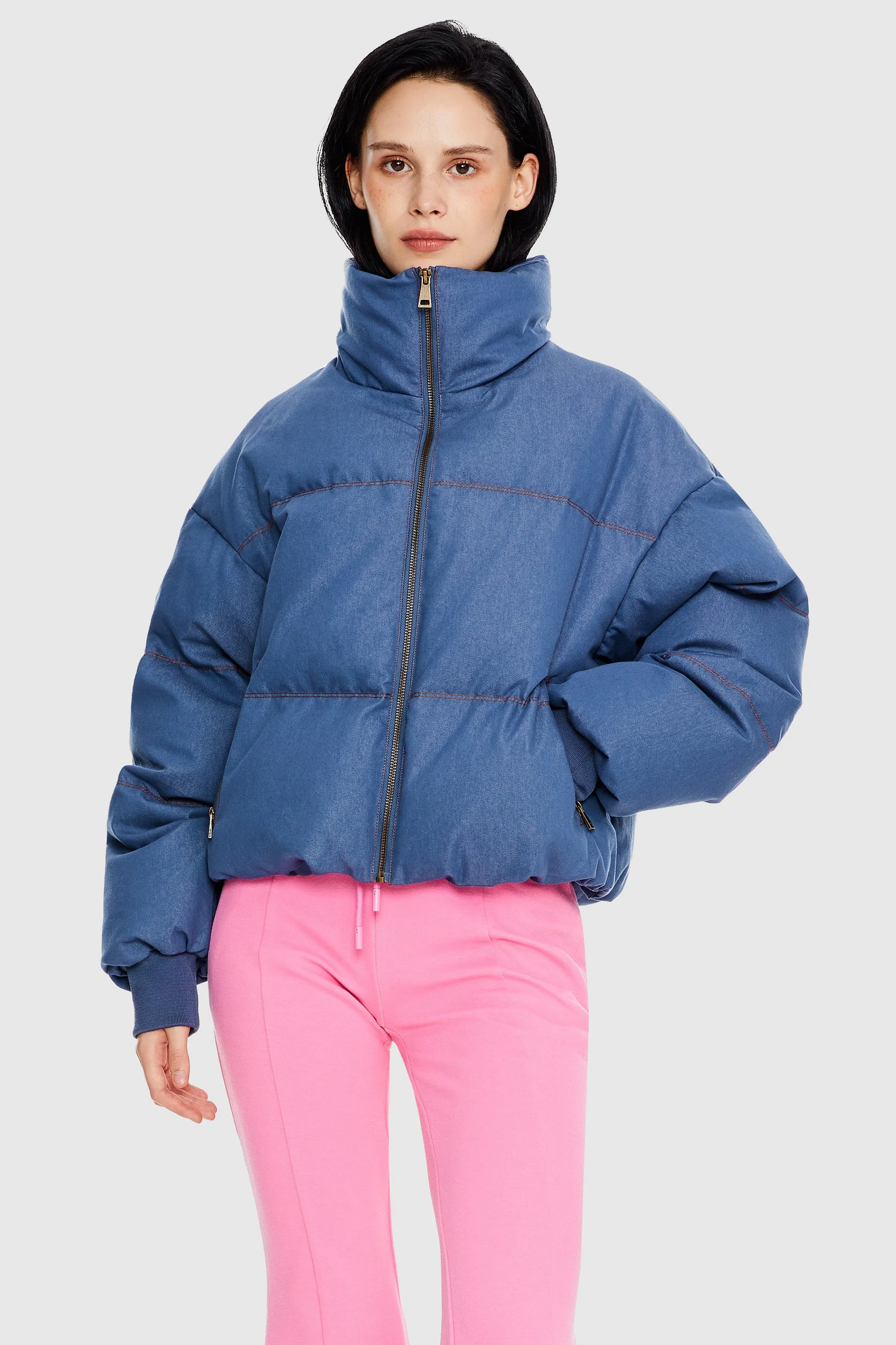 Puff-O O-Lab Cropped Denim Puffer Jacket