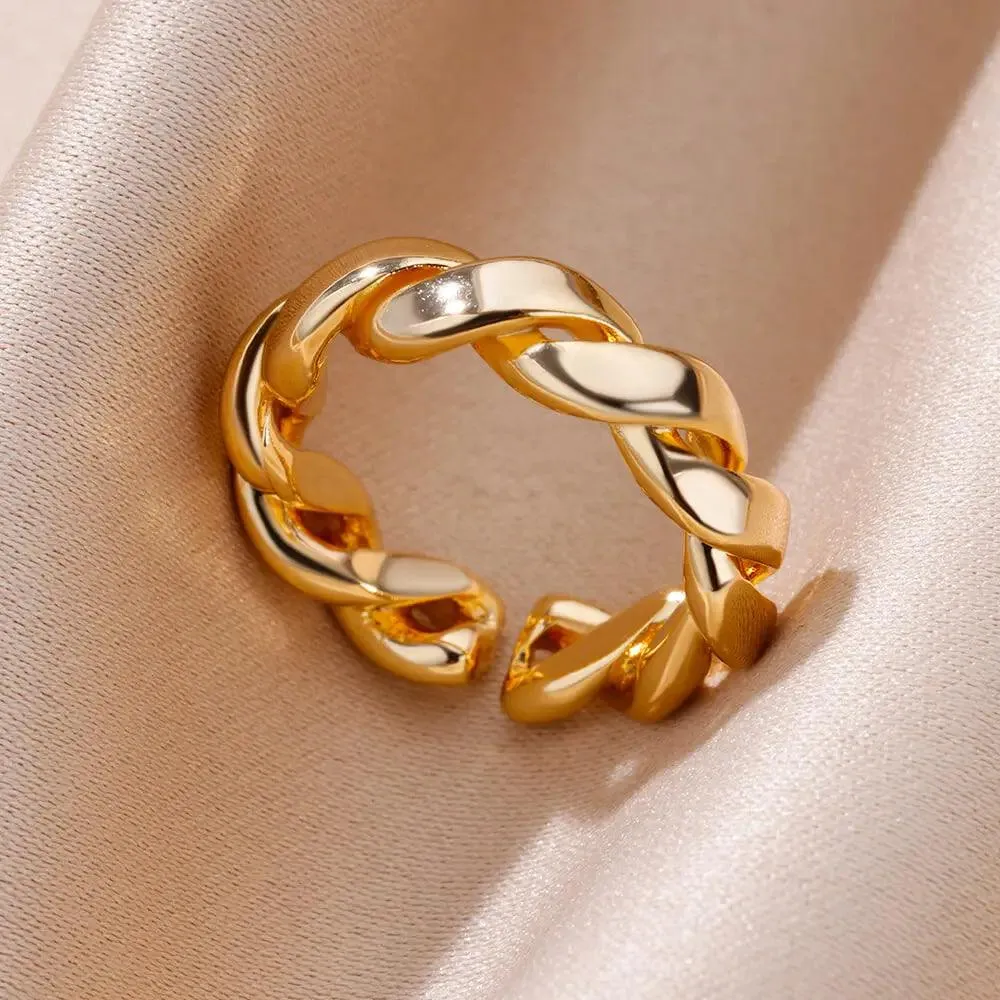 Stainless Steel Rings for Women Aesthetic Heart Gold C