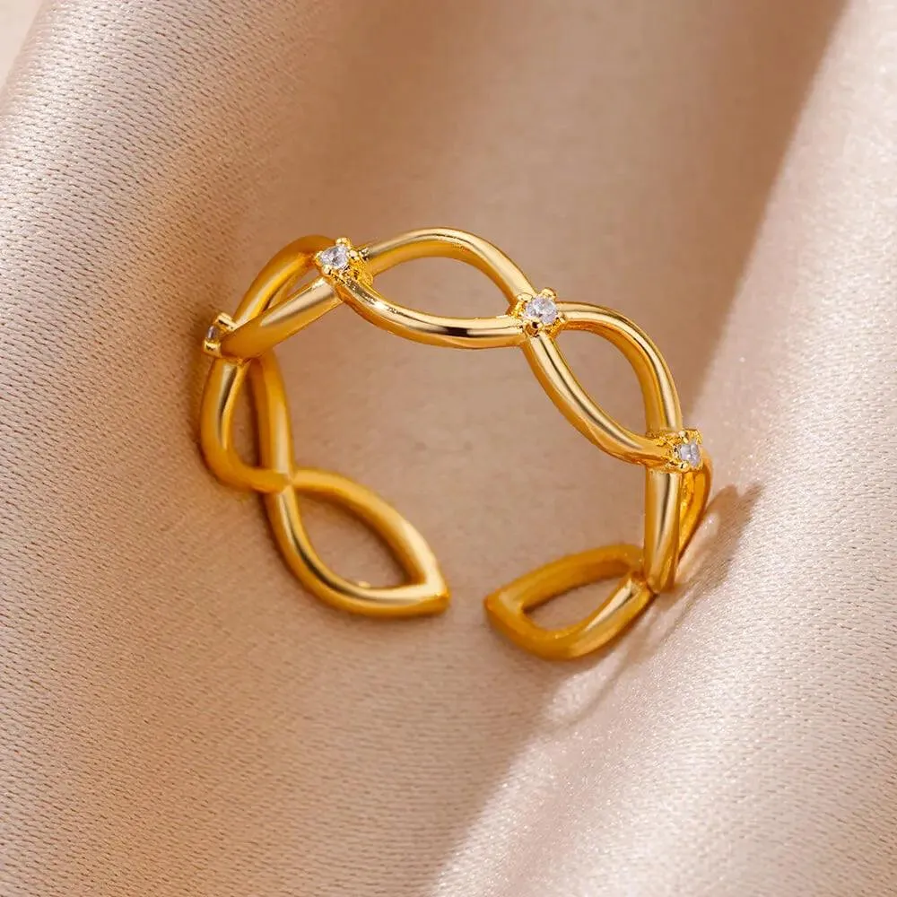 Stainless Steel Rings for Women Aesthetic Heart Gold C