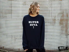 Unisex SUPER DIVA I Dissent Pullover Fleece Crew Bella Canvas Drop Shoulder Classic Sweatshirt RBG