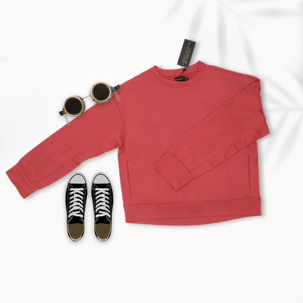 Women Basic Maroon Sweatshirt