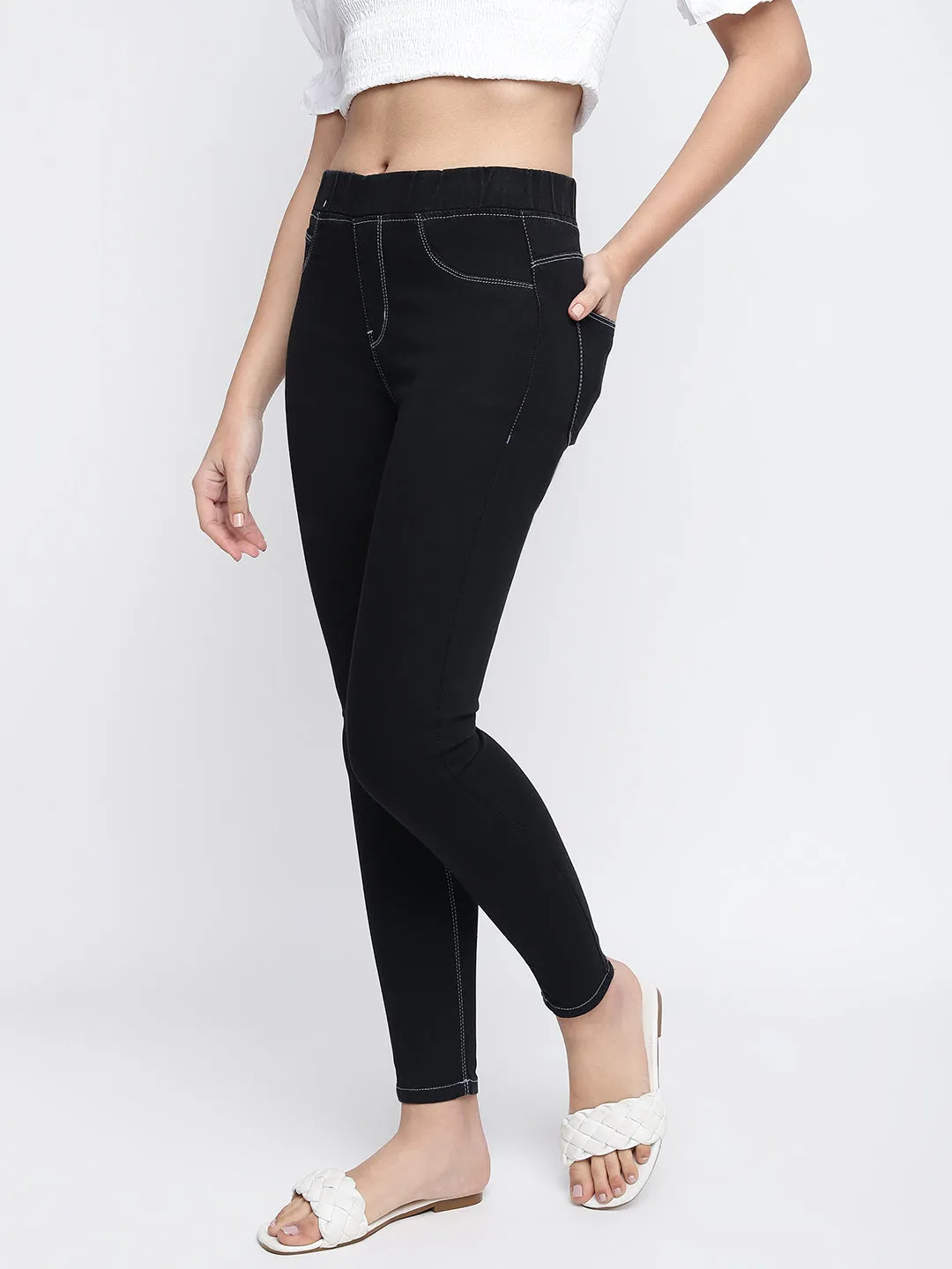 Women Black Denim Jeggings