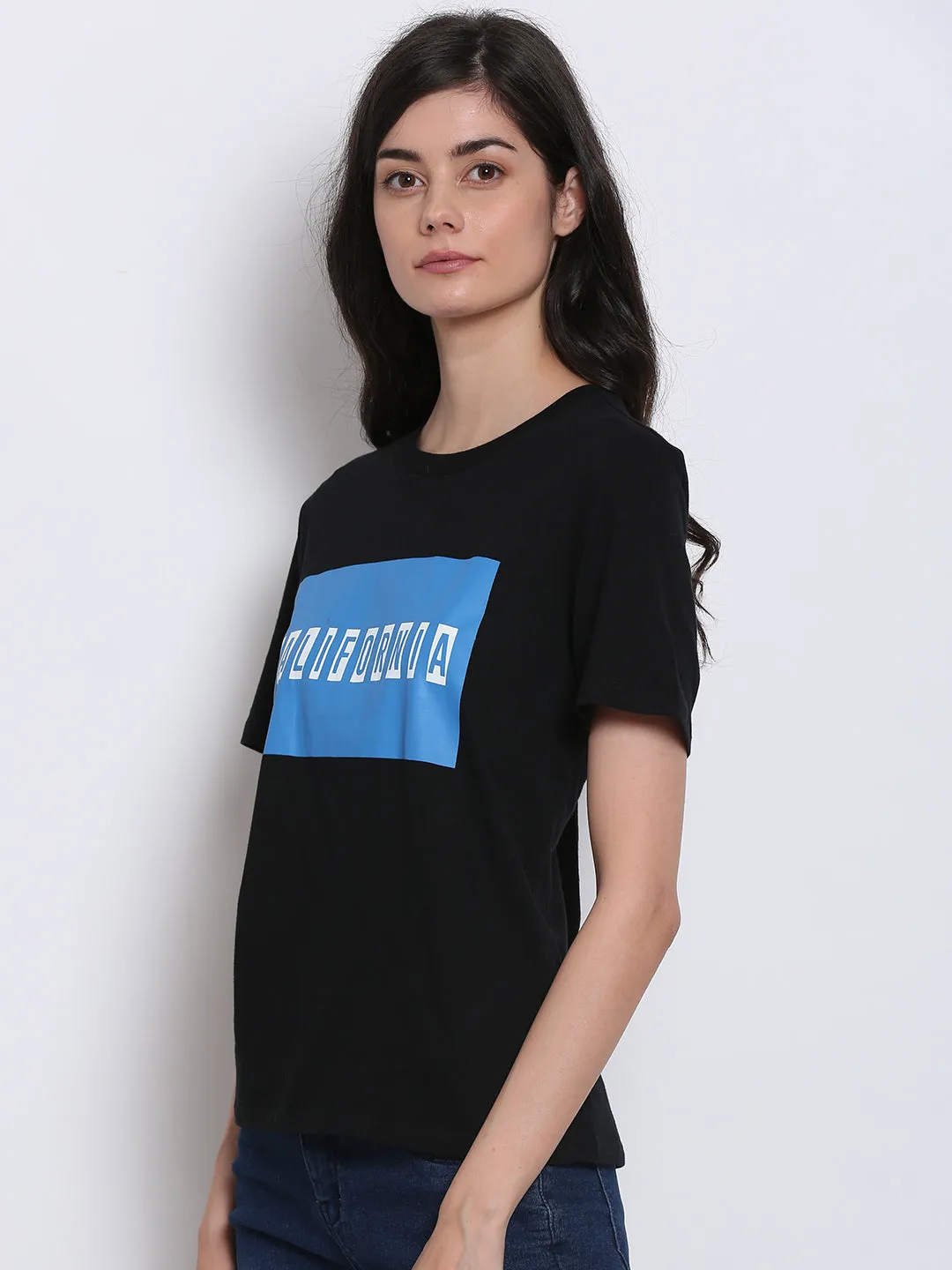 Women Black Graphic Tee