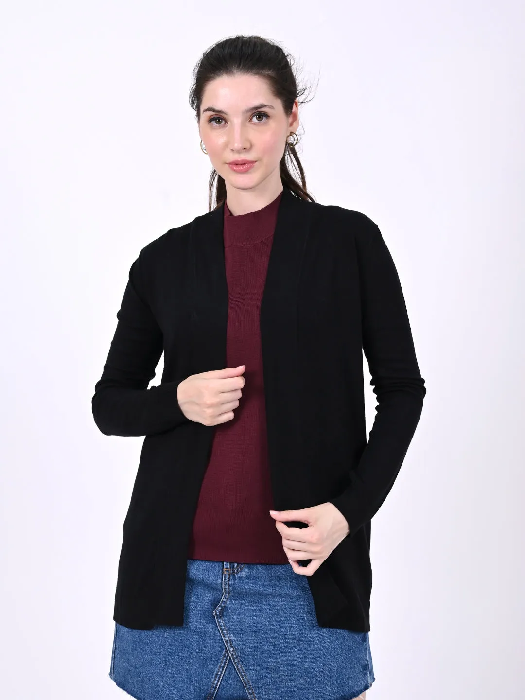 Women Black Open Shrug