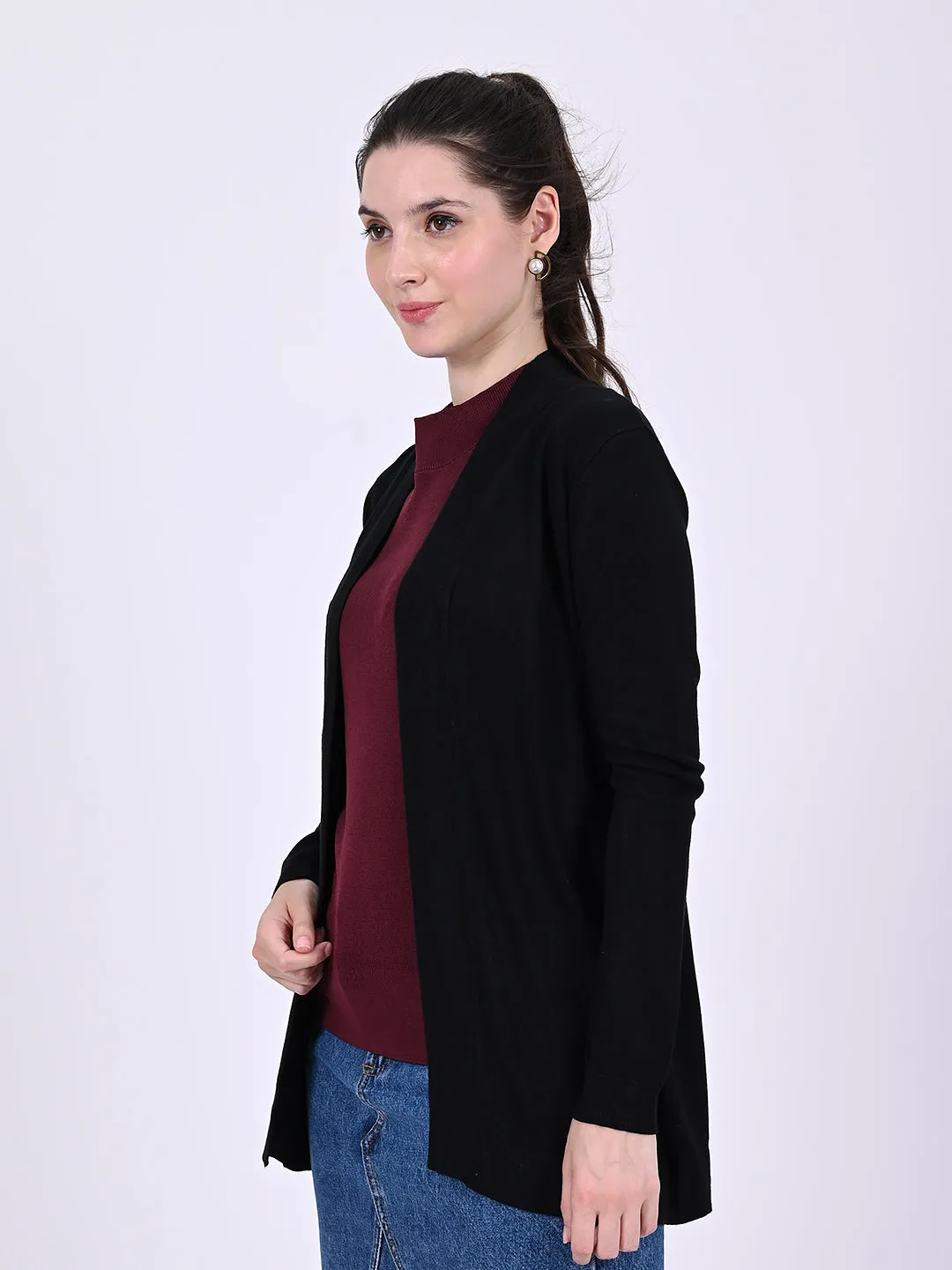 Women Black Open Shrug