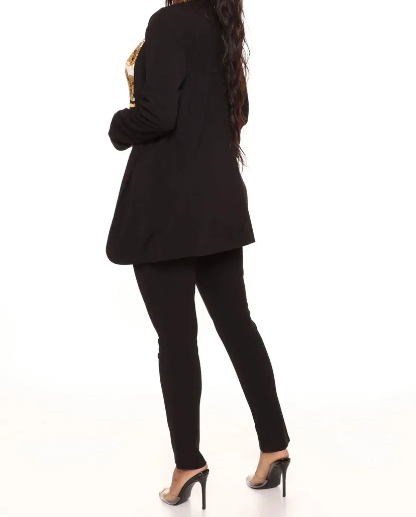 WOMEN BLACK OUT PANTS SUIT