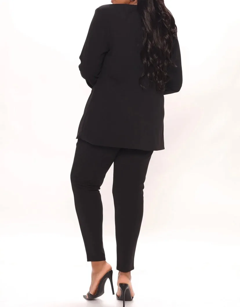 WOMEN BLACK OUT PANTS SUIT