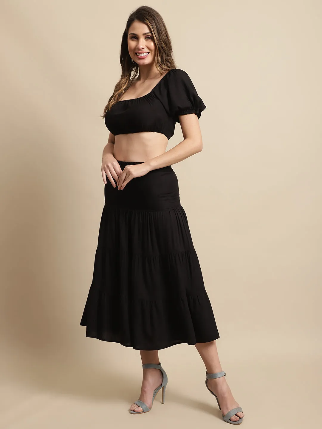 Women Black Skirt Set