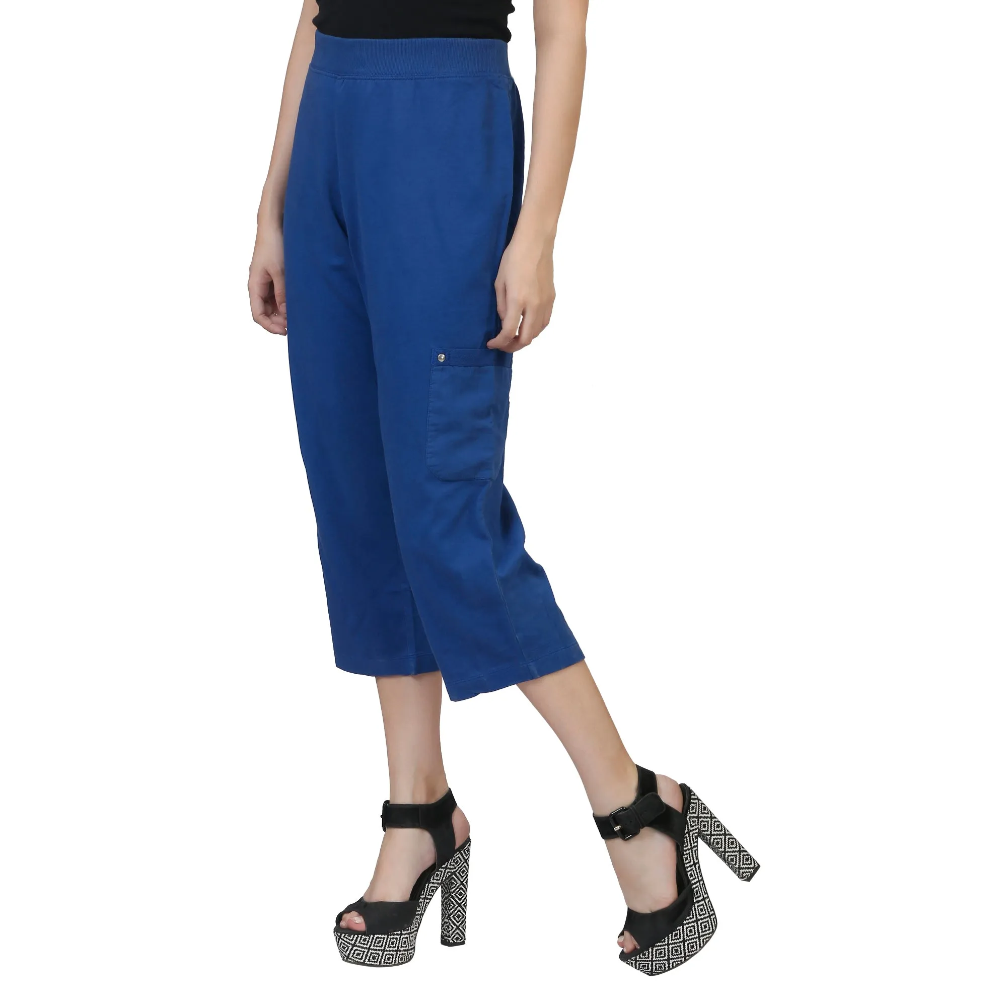 Women Blue Capri Pants