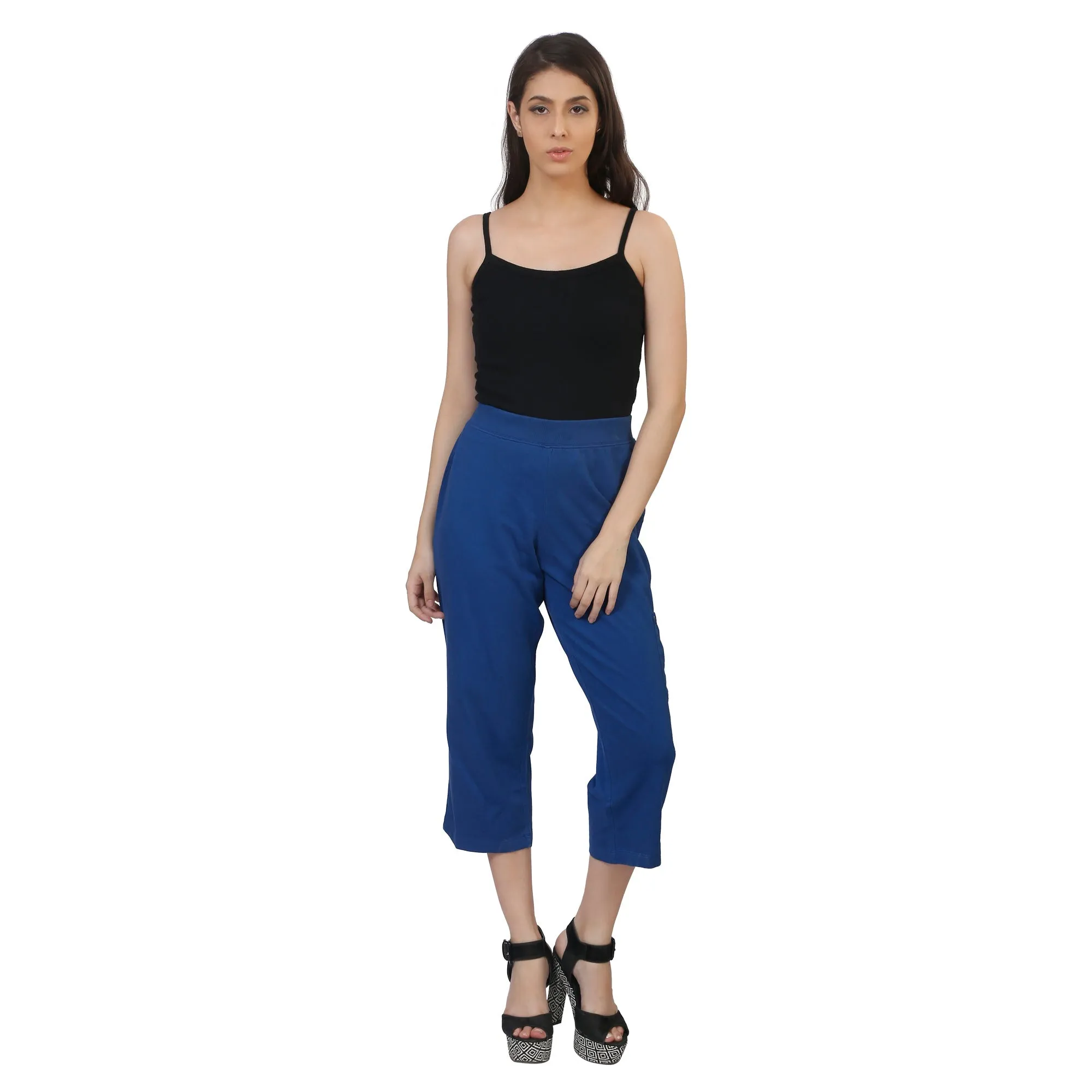 Women Blue Capri Pants