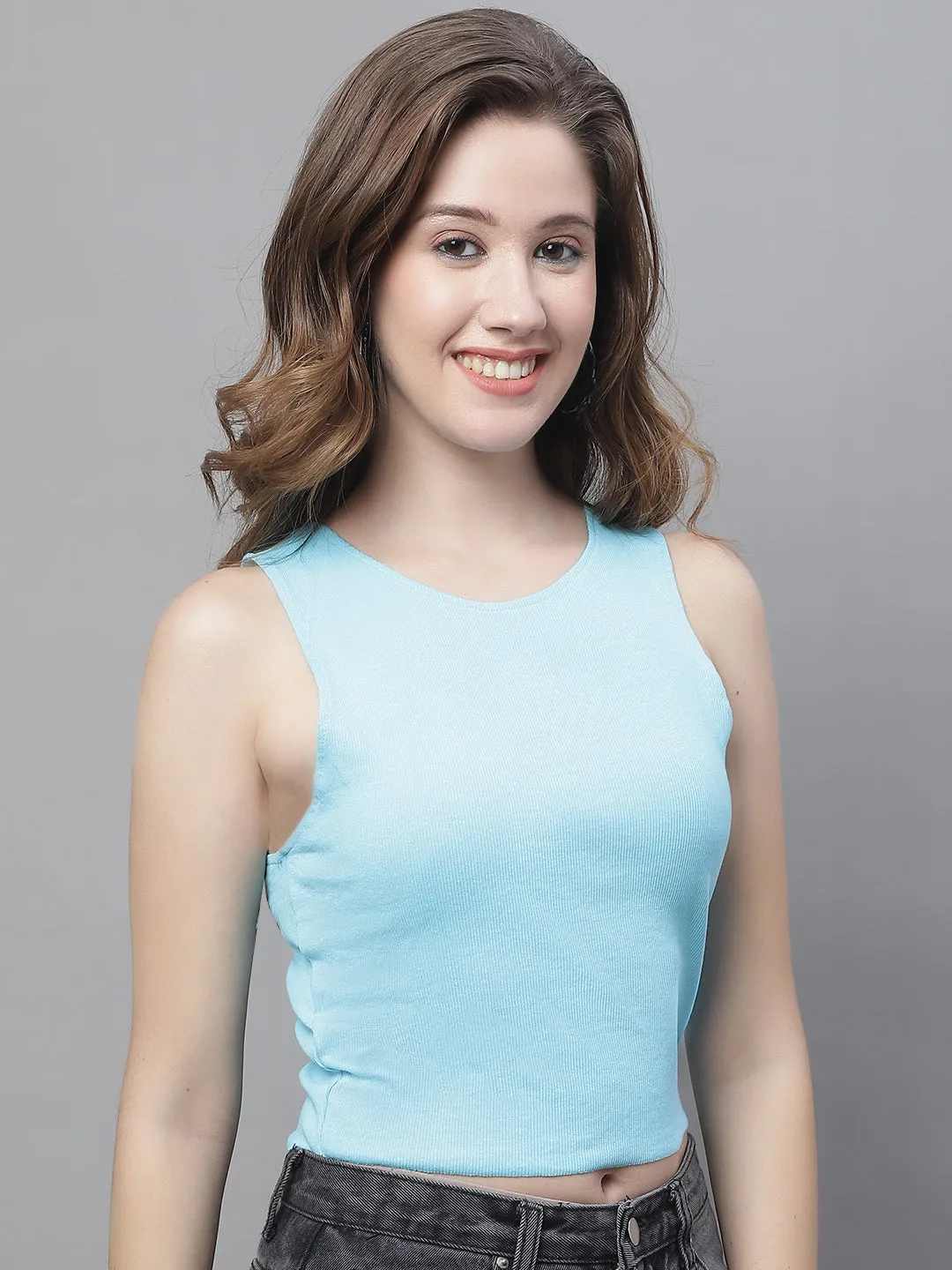 Women Blue Sleeveless Top