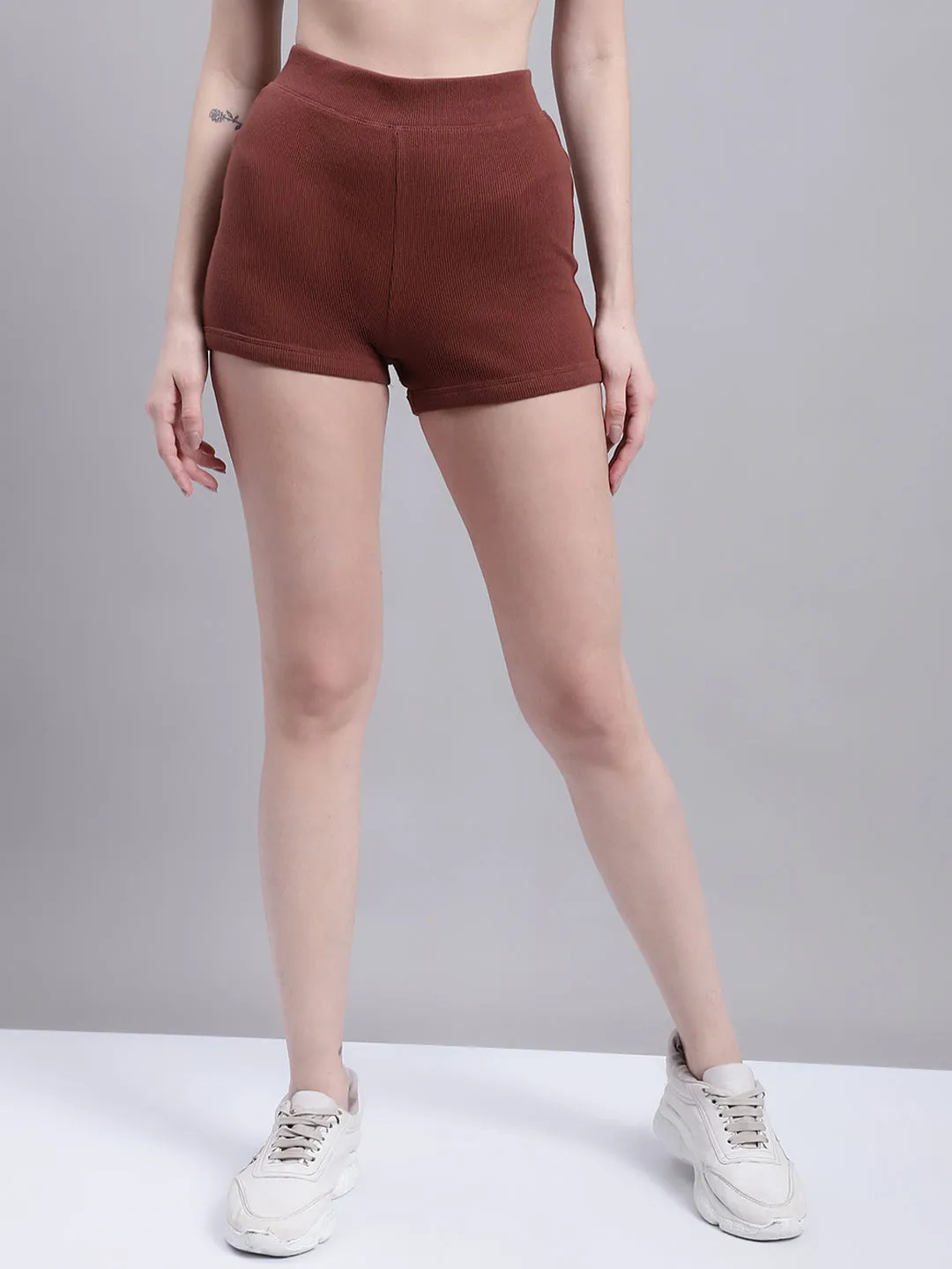 Women Brown Biker Shorts