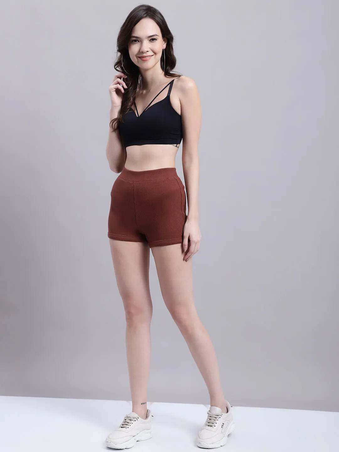 Women Brown Biker Shorts