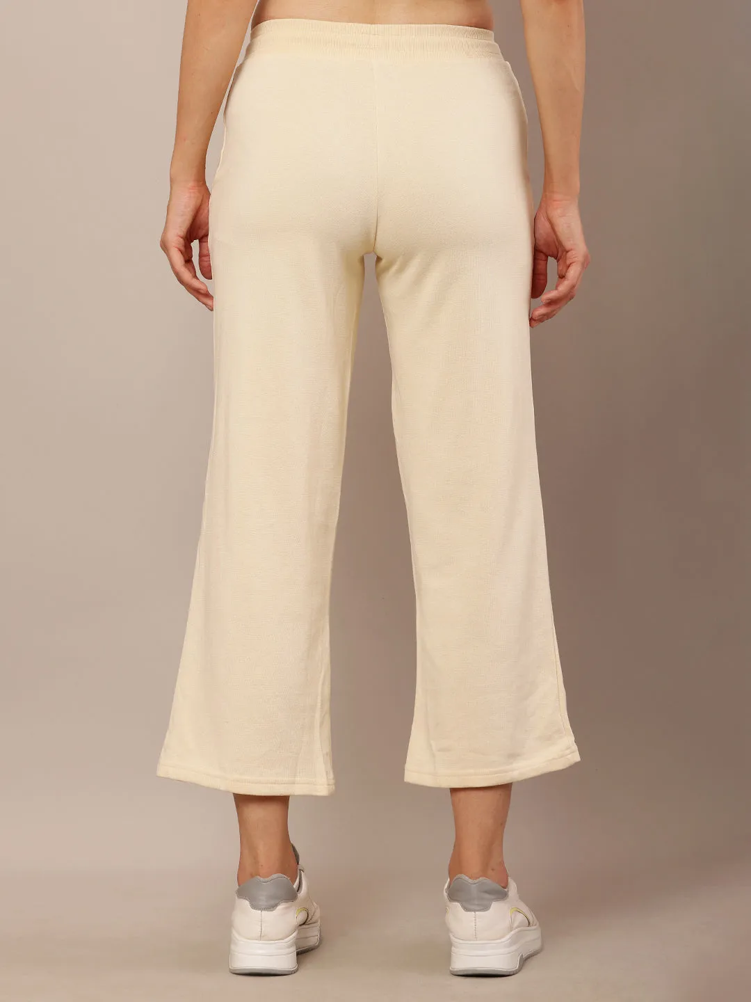 Women Cream Stretch Pants