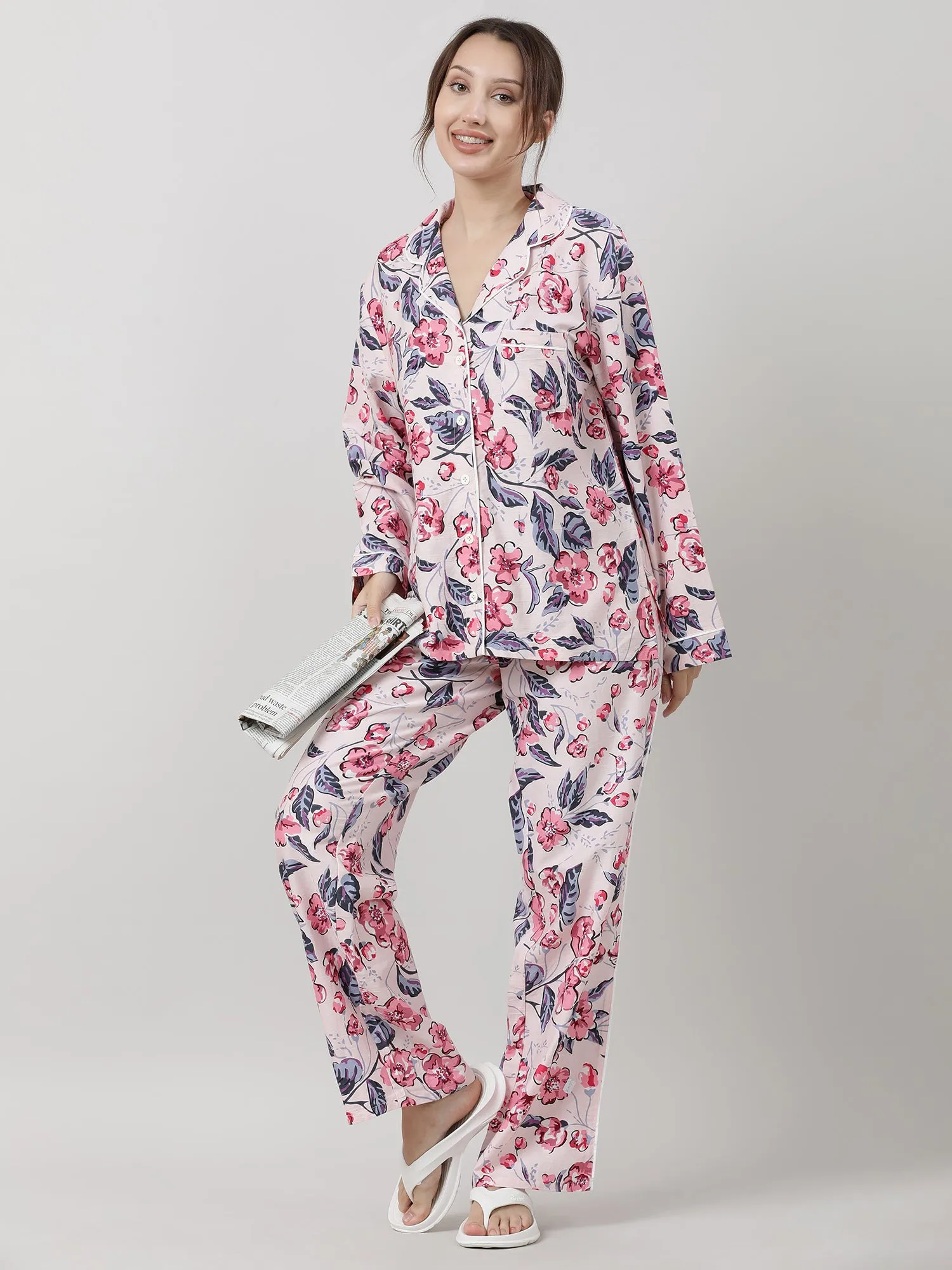 Women Floral Sleepwear Shirt