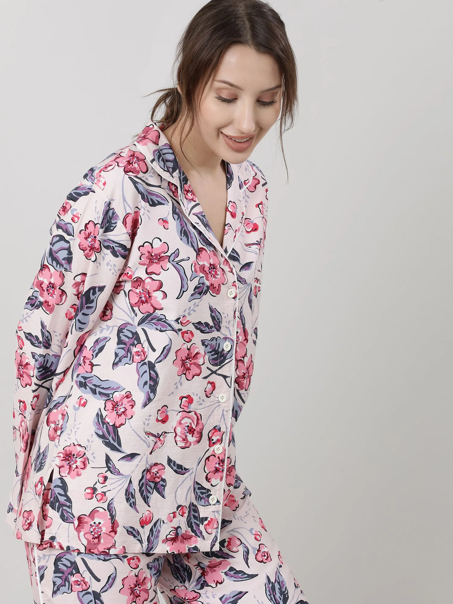 Women Floral Sleepwear Shirt