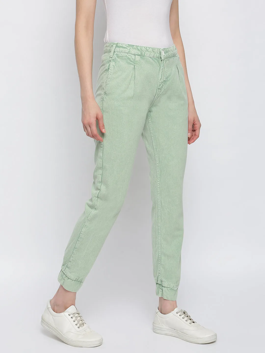 Women Green Cotton Joggers