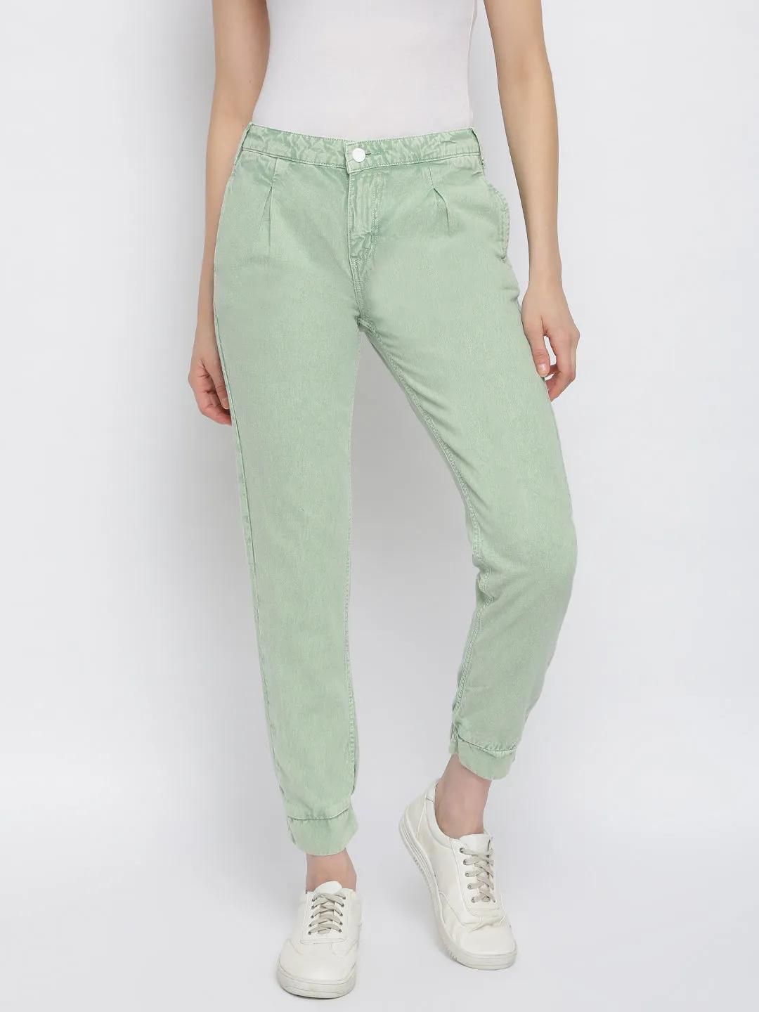 Women Green Cotton Joggers