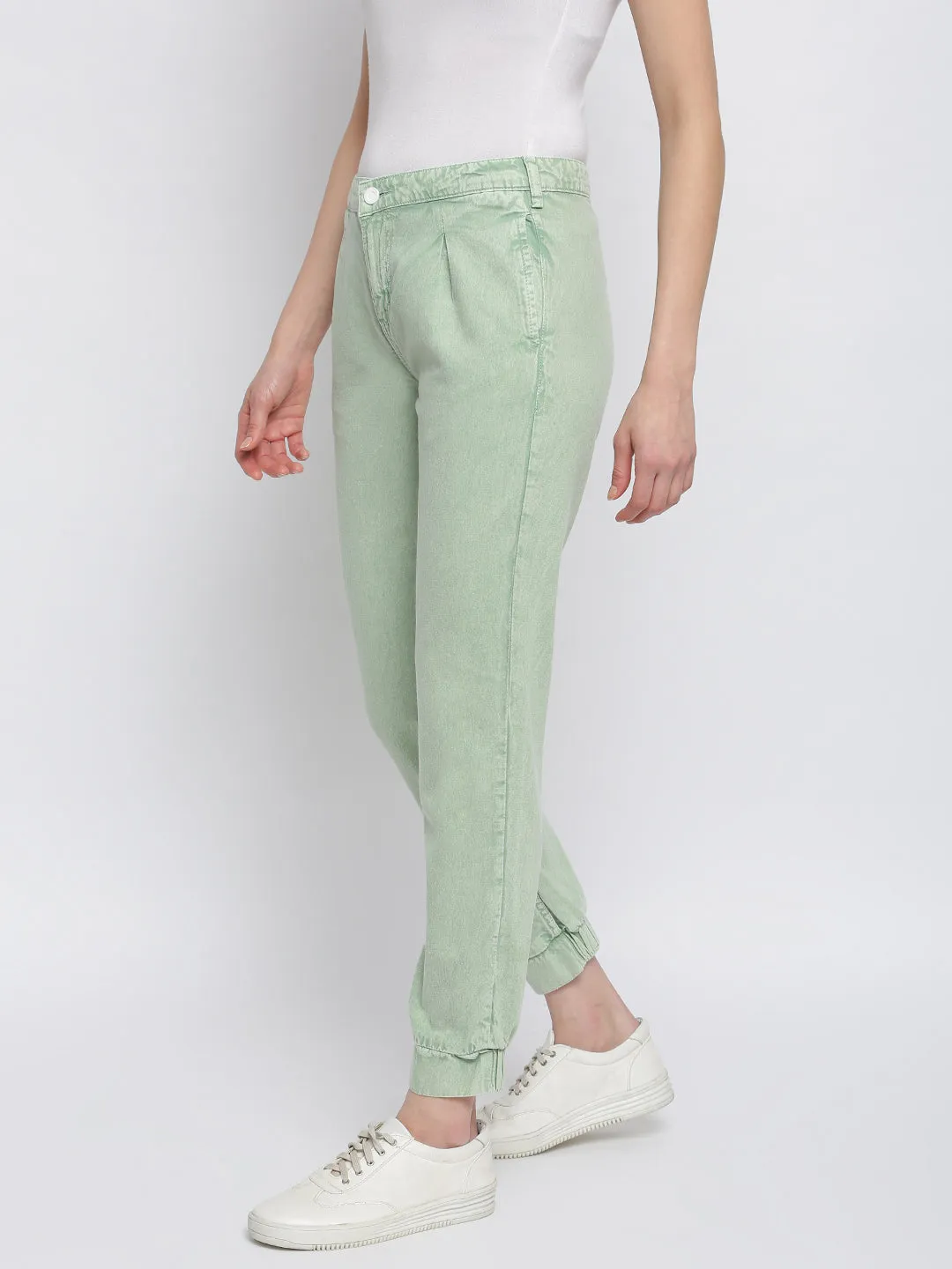 Women Green Cotton Joggers