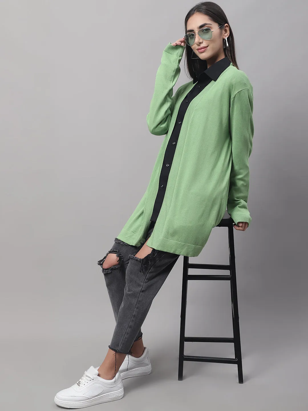 Women Green Open Shrug