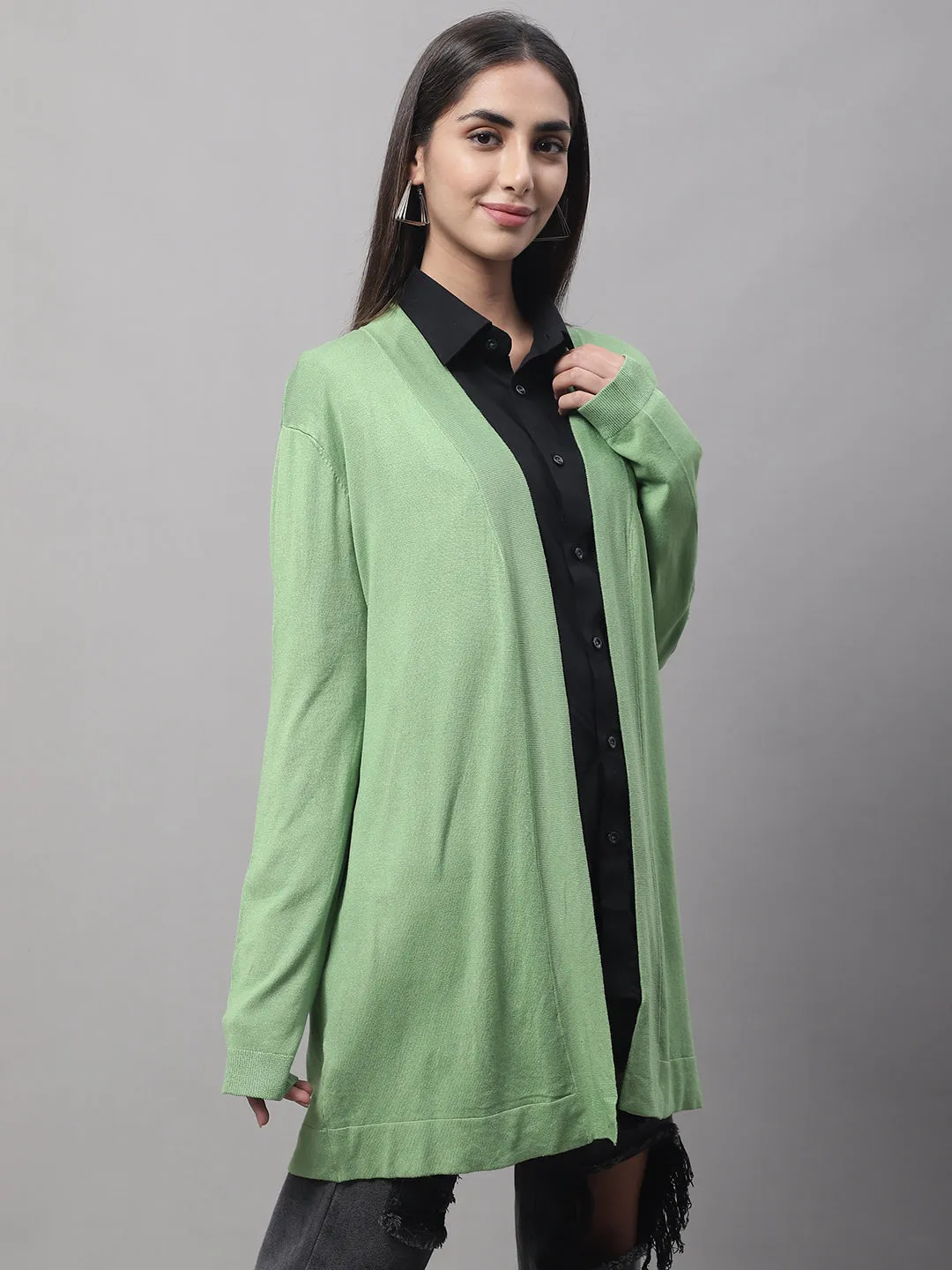 Women Green Open Shrug