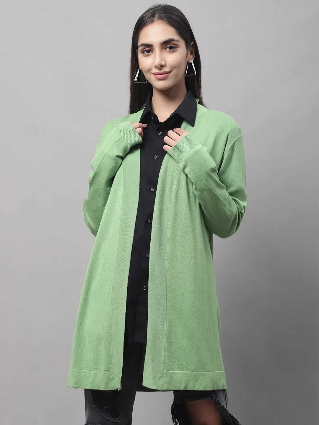 Women Green Open Shrug