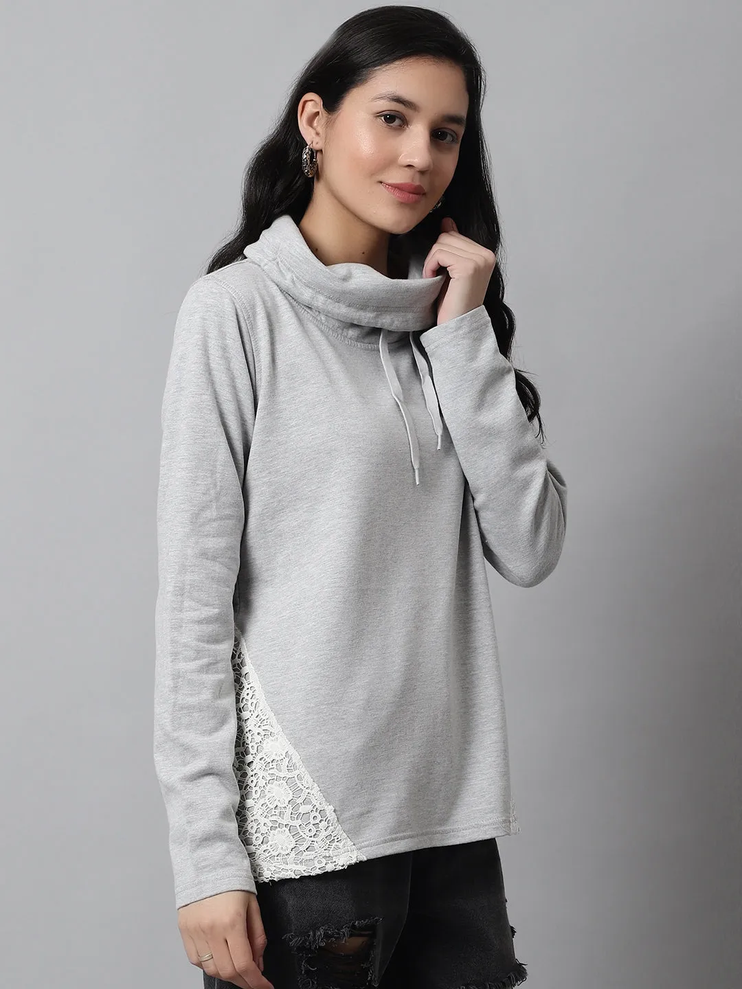 Women Grey Cotton Sweater