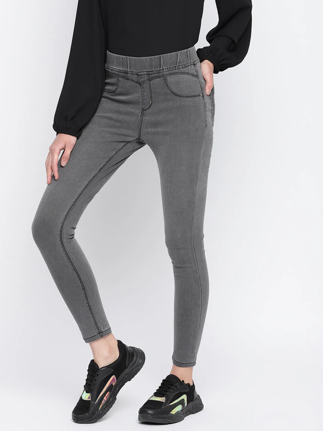 Women Grey Denim Jegging