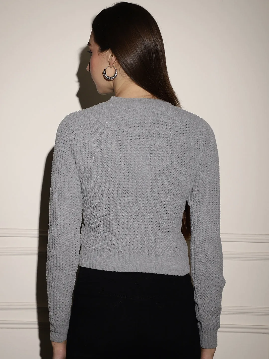 Women Grey Viscose Sweater