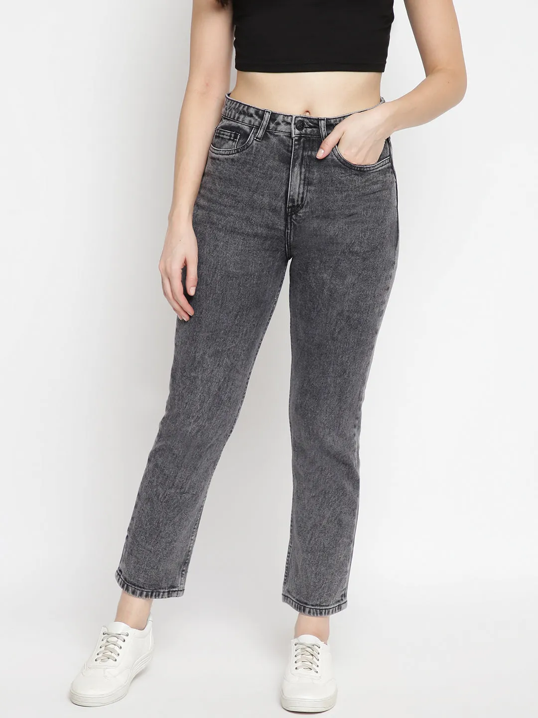 Women High Waist Black Denim Jeans