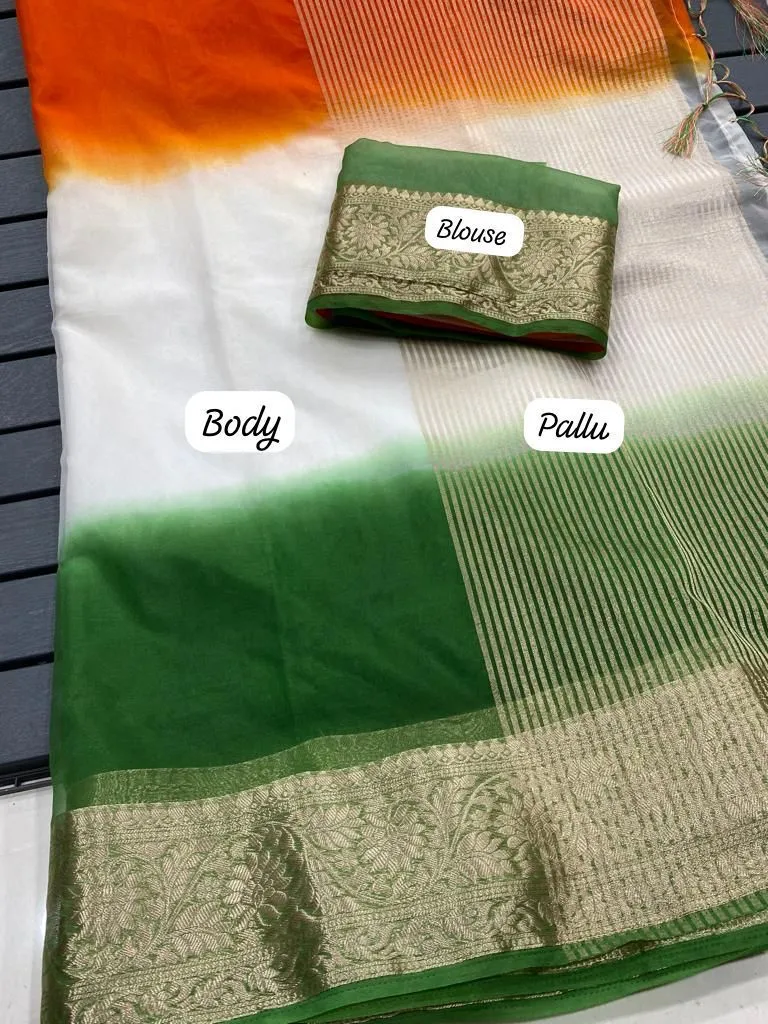 Women Independence Day Tricolor Saree