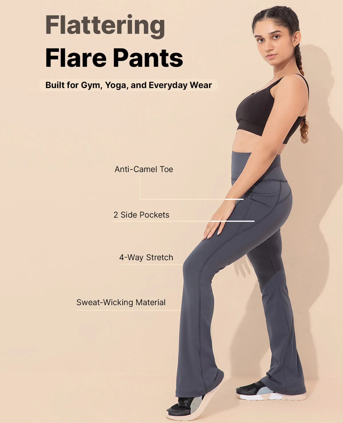 Women Stretchable Flared Pants