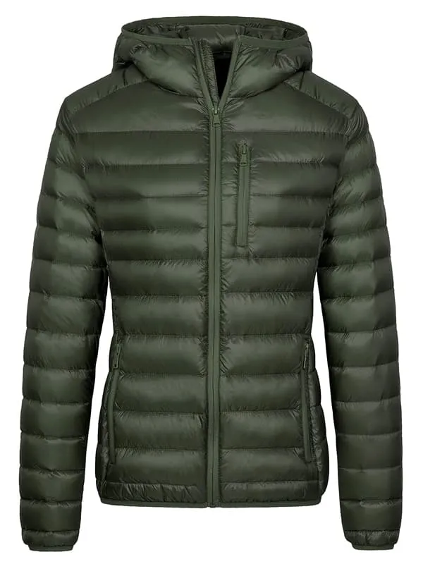 Women's Packable Down Jacket Lightweight Puffer Coat with Hood ThermoLite II